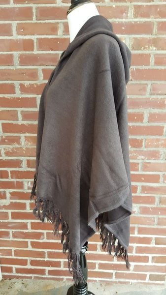 Hooded knit shawl | Orange Scarf